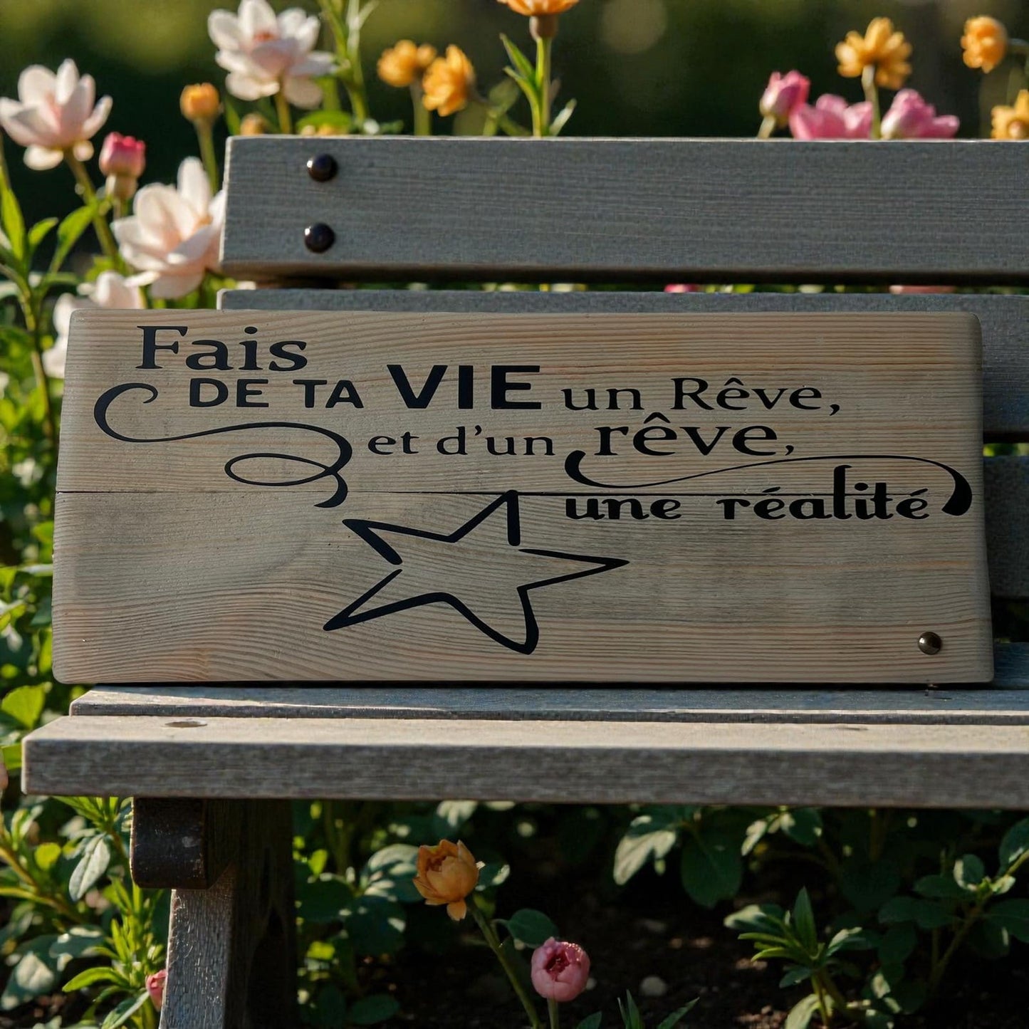 Pancarte en bois – FAIS DE TA VIE UN RÊVE