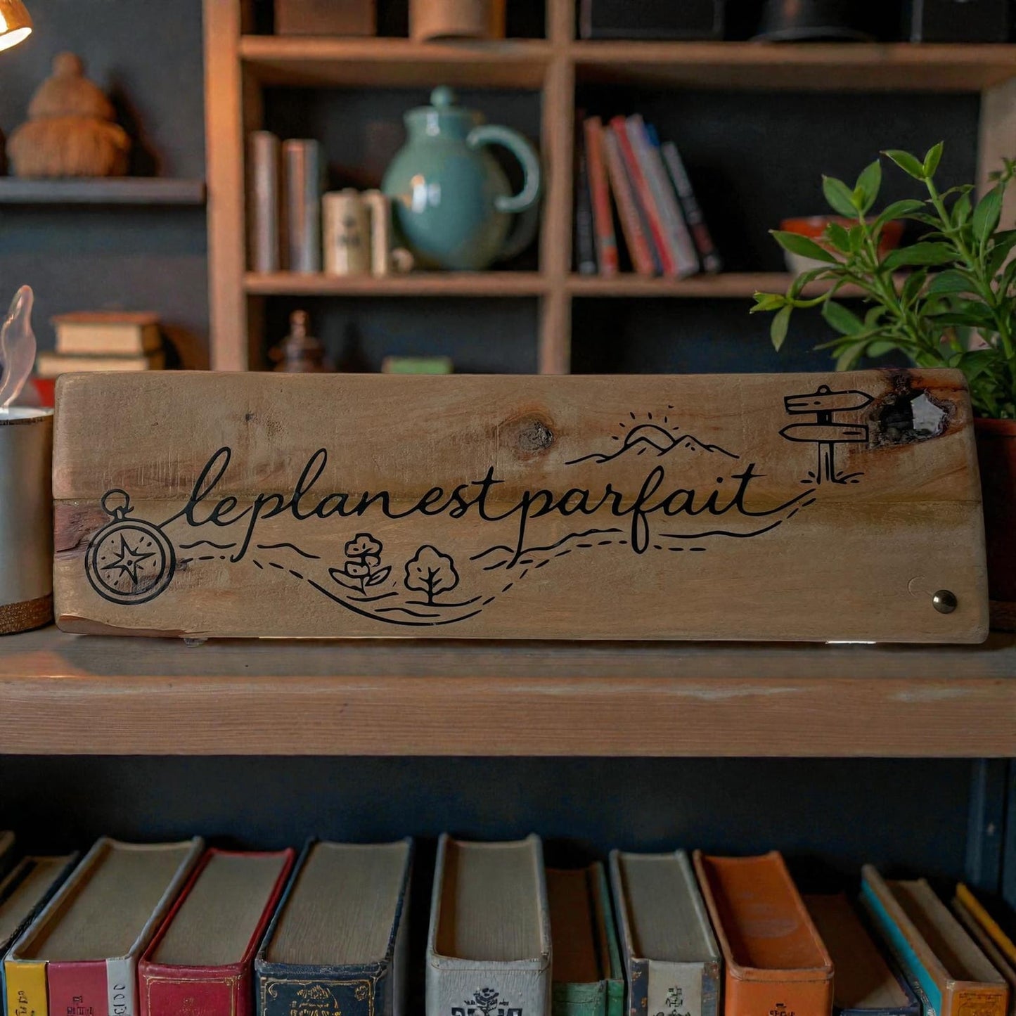 Pancarte en bois – LE PLAN EST PARFAIT