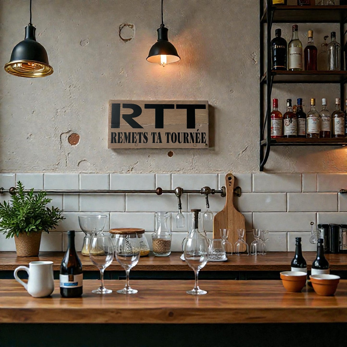 Pancarte bois - RTT REMETS TA TOURNÉE