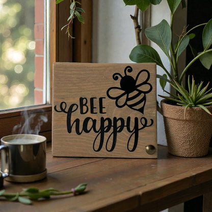 Pancarte en bois – BEE HAPPY