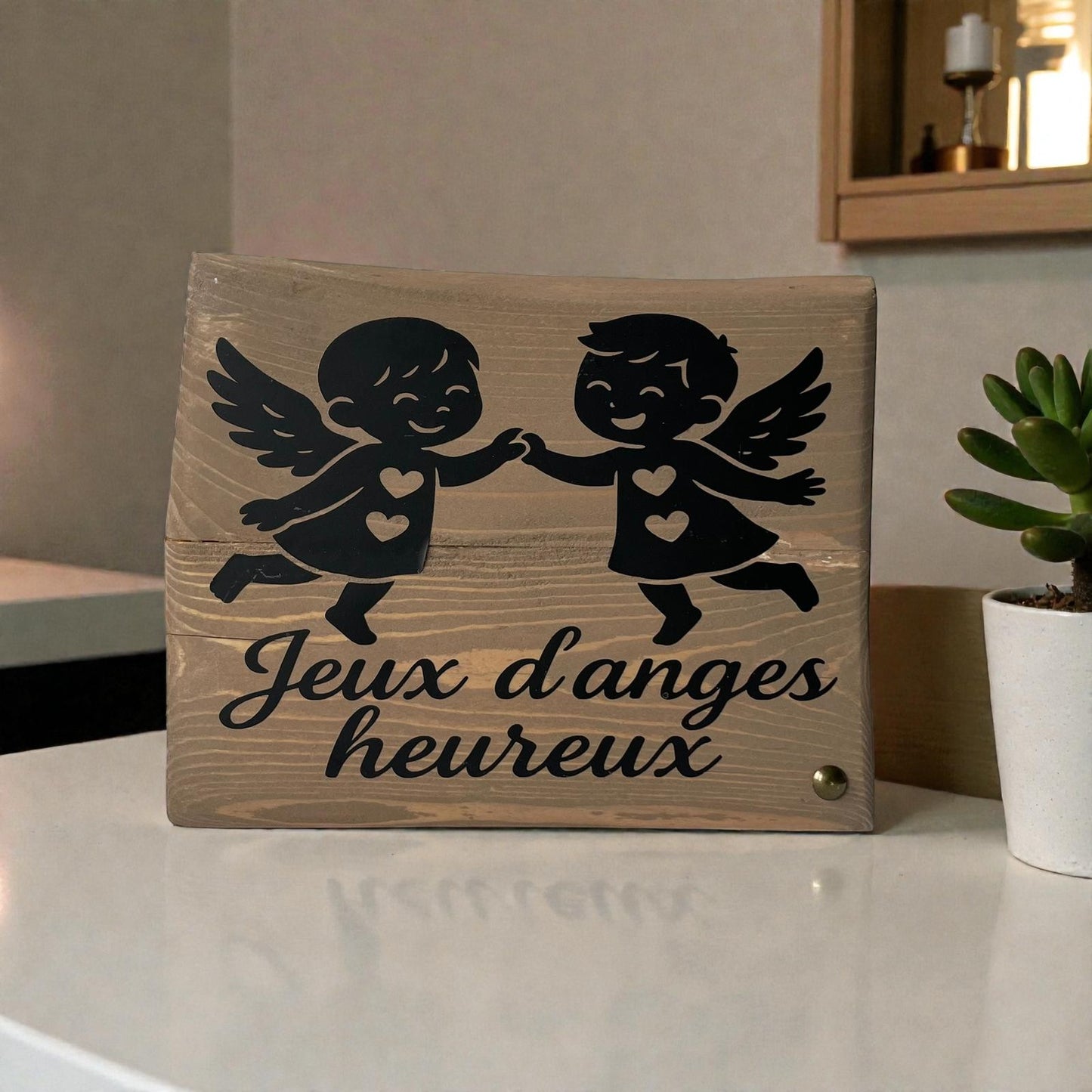 Pancarte en bois – JEUX D’ANGES HEUREUX