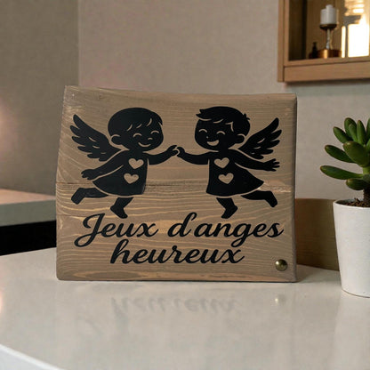 Pancarte en bois – JEUX D’ANGES HEUREUX
