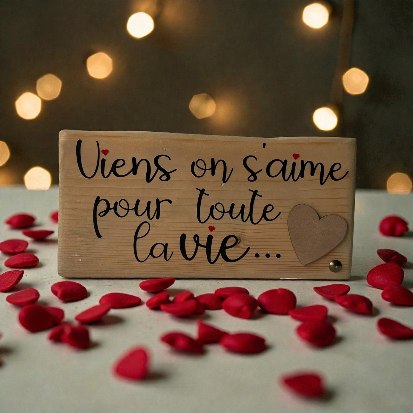 Pancarte en bois - VIENS ON S'AIME