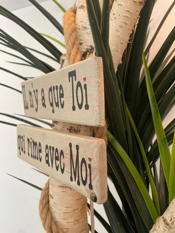 Il n'y a que toi qui rime avec moi - Pancarte en bois diptyque 