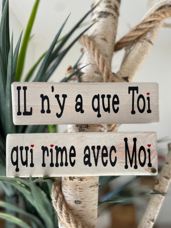Il n'y a que toi qui rime avec moi - Pancarte en bois diptyque 