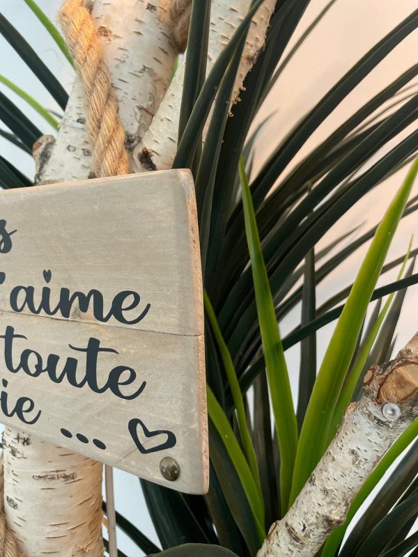 pancarte en bois viens on s'aime pour toute la vie